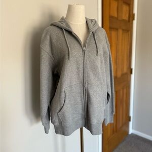 NWT Quince gray full zip fleece-lined hoodie oversized women’s small